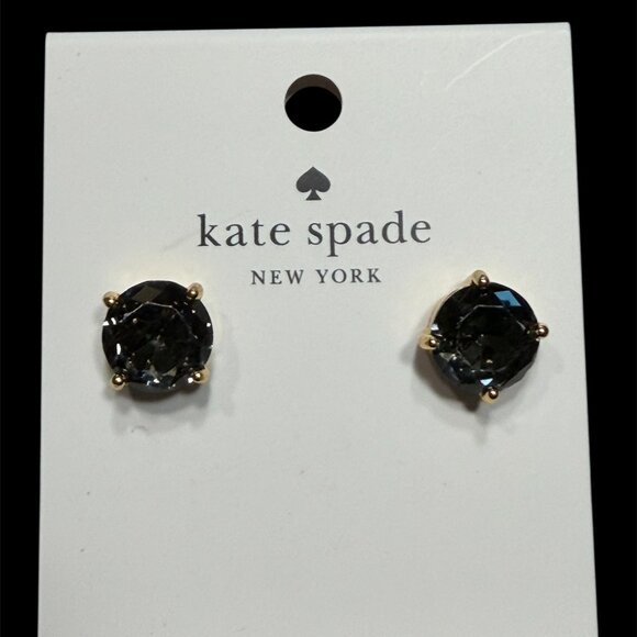 KATE SPADE NWT STUD EARRINGS - CHARCOAL / BLACK GOLDTONE - Picture 1 of 2